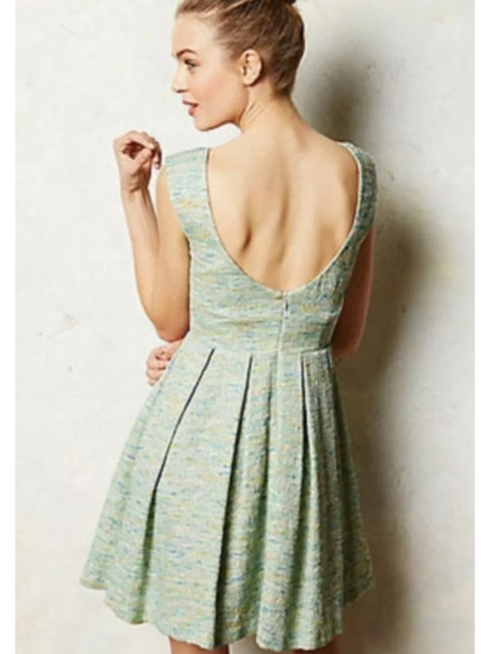 Anthropologie Paper Crown Fit & Flare Shimmer Tweed Sleeveless Dress Size S